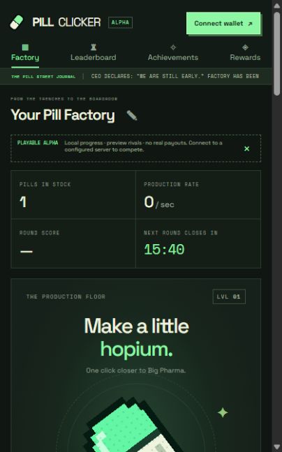 Old mobile layout: status cards and headline push the pill below the opening screen